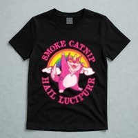 Caticorn Pink Cat Unicorn Rainbow Smoke Catnip Hail Lucipurr T-Shirt