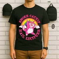 Caticorn Pink Cat Unicorn Rainbow Smoke Catnip Hail Lucipurr T-Shirt