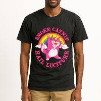 Caticorn Pink Cat Unicorn Rainbow Smoke Catnip Hail Lucipurr Tall T-Shirt