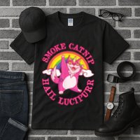 Caticorn Pink Cat Unicorn Rainbow Smoke Catnip Hail Lucipurr Tall T-Shirt