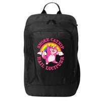 Caticorn Pink Cat Unicorn Rainbow Smoke Catnip Hail Lucipurr City Backpack