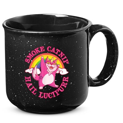 Caticorn Pink Cat Unicorn Rainbow Smoke Catnip Hail Lucipurr 15oz Campfire Ceramic Mug