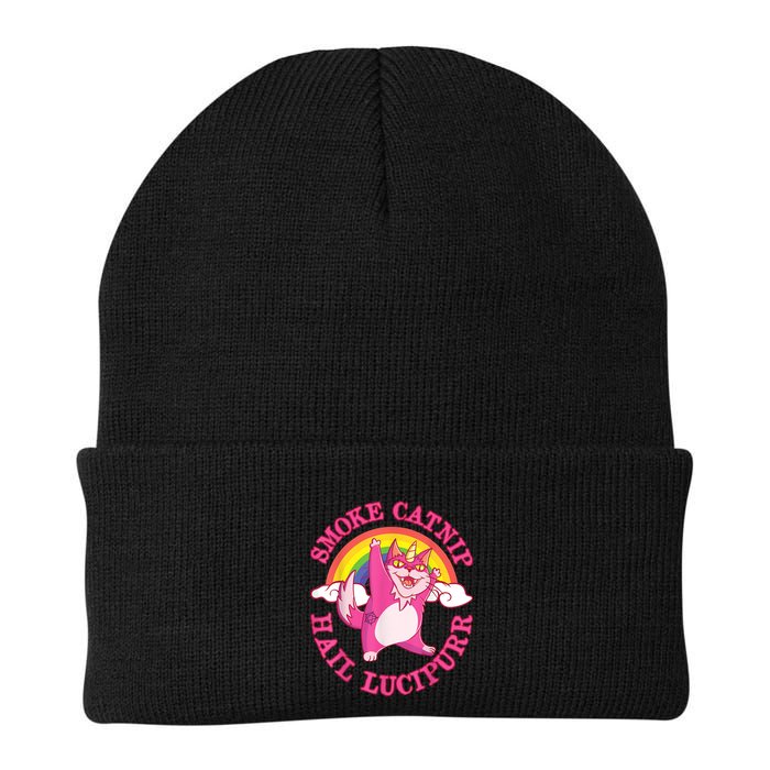 Caticorn Pink Cat Unicorn Rainbow Smoke Catnip Hail Lucipurr Beanie