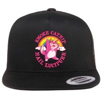 Caticorn Pink Cat Unicorn Rainbow Smoke Catnip Hail Lucipurr Flatbill Hat