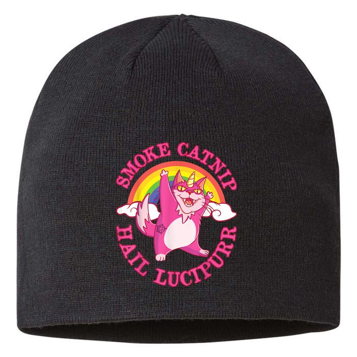 Caticorn Pink Cat Unicorn Rainbow Smoke Catnip Hail Lucipurr Sustainable Beanie