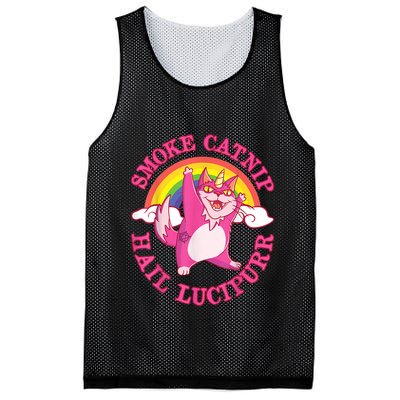 Caticorn Pink Cat Unicorn Rainbow Smoke Catnip Hail Lucipurr Mesh Reversible Basketball Jersey Tank