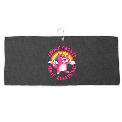 Caticorn Pink Cat Unicorn Rainbow Smoke Catnip Hail Lucipurr Large Microfiber Waffle Golf Towel