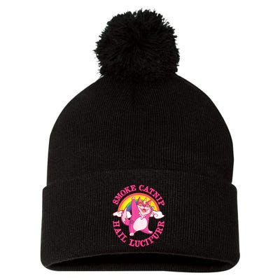 Caticorn Pink Cat Unicorn Rainbow Smoke Catnip Hail Lucipurr Pom Pom 12in Knit Beanie