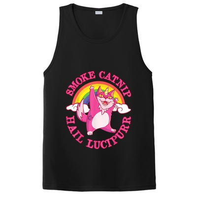 Caticorn Pink Cat Unicorn Rainbow Smoke Catnip Hail Lucipurr PosiCharge Competitor Tank