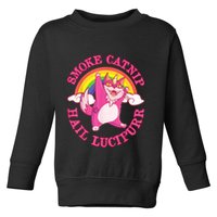 Caticorn Pink Cat Unicorn Rainbow Smoke Catnip Hail Lucipurr Toddler Sweatshirt