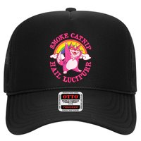 Caticorn Pink Cat Unicorn Rainbow Smoke Catnip Hail Lucipurr Trucker Hat