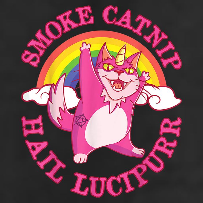 Caticorn Pink Cat Unicorn Rainbow Smoke Catnip Hail Lucipurr Trucker Hat