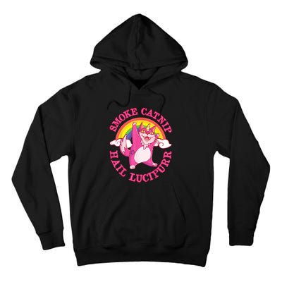 Caticorn Pink Cat Unicorn Rainbow Smoke Catnip Hail Lucipurr Tall Hoodie
