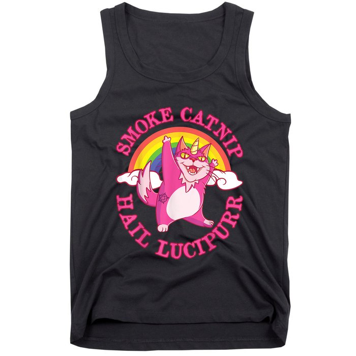 Caticorn Pink Cat Unicorn Rainbow Smoke Catnip Hail Lucipurr Tank Top