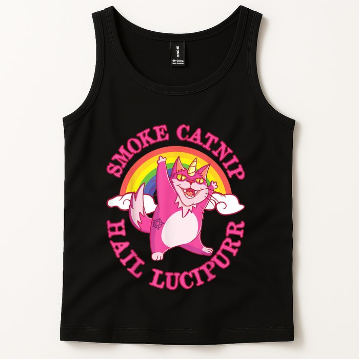 Caticorn Pink Cat Unicorn Rainbow Smoke Catnip Hail Lucipurr Tank Top