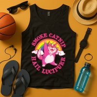 Caticorn Pink Cat Unicorn Rainbow Smoke Catnip Hail Lucipurr Tank Top