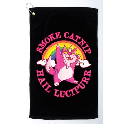 Caticorn Pink Cat Unicorn Rainbow Smoke Catnip Hail Lucipurr Golf Towel
