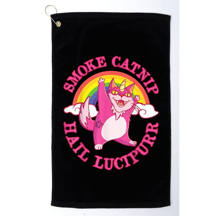 Caticorn Pink Cat Unicorn Rainbow Smoke Catnip Hail Lucipurr Golf Towel