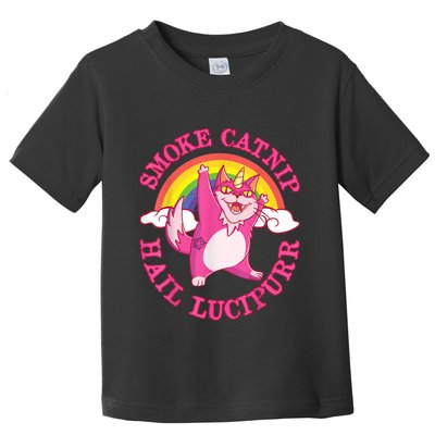 Caticorn Pink Cat Unicorn Rainbow Smoke Catnip Hail Lucipurr Toddler T-Shirt