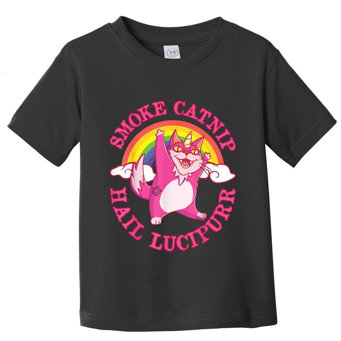 Caticorn Pink Cat Unicorn Rainbow Smoke Catnip Hail Lucipurr Toddler T-Shirt