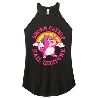 Caticorn Pink Cat Unicorn Rainbow Smoke Catnip Hail Lucipurr Women's Perfect Tri Rocker Tank