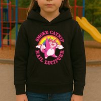 Caticorn Pink Cat Unicorn Rainbow Smoke Catnip Hail Lucipurr Kids Hoodie
