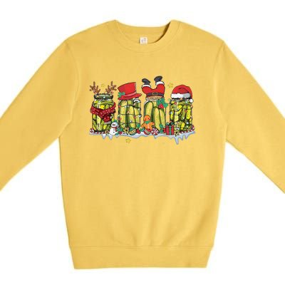 Canned Pickles Christmas Light Retro Homemade Pickle Jar Premium Crewneck Sweatshirt