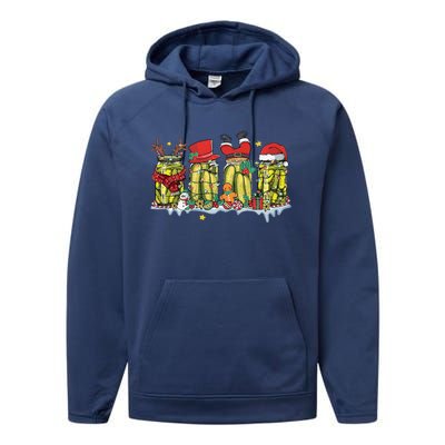 Canned Pickles Christmas Light Retro Homemade Pickle Jar Performance Fleece Hoodie