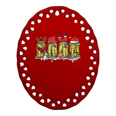 Canned Pickles Christmas Light Retro Homemade Pickle Jar Ceramic Oval Ornament