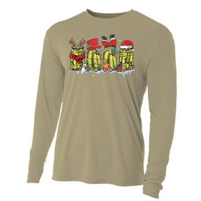 Canned Pickles Christmas Light Retro Homemade Pickle Jar Cooling Performance Long Sleeve Crew