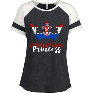 Croatian Princess Crown Croatia Croatian Flag Croatian Pride Enza Ladies Jersey Colorblock Tee