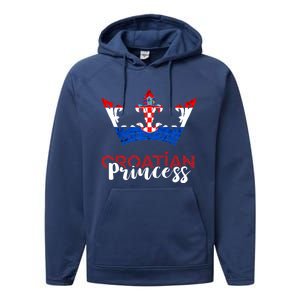 Croatian Princess Crown Croatia Croatian Flag Croatian Pride Performance Fleece Hoodie