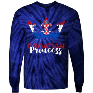 Croatian Princess Crown Croatia Croatian Flag Croatian Pride Tie-Dye Long Sleeve Shirt