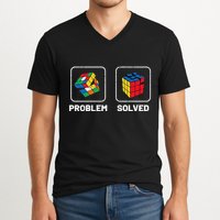 Competitive Puzzle Cube Problem Solved Speed Cubing  V-Neck T-Shirt