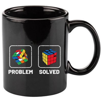Competitive Puzzle Cube Problem Solved Speed Cubing  11oz C Handle Ceramic Mug