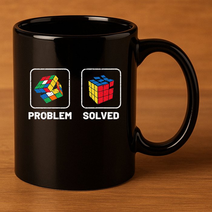 Competitive Puzzle Cube Problem Solved Speed Cubing  11oz C Handle Ceramic Mug
