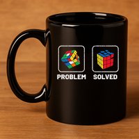 Competitive Puzzle Cube Problem Solved Speed Cubing  11oz C Handle Ceramic Mug