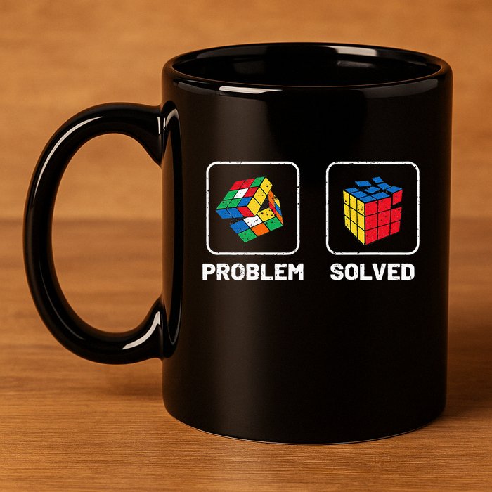 Competitive Puzzle Cube Problem Solved Speed Cubing  11oz C Handle Ceramic Mug