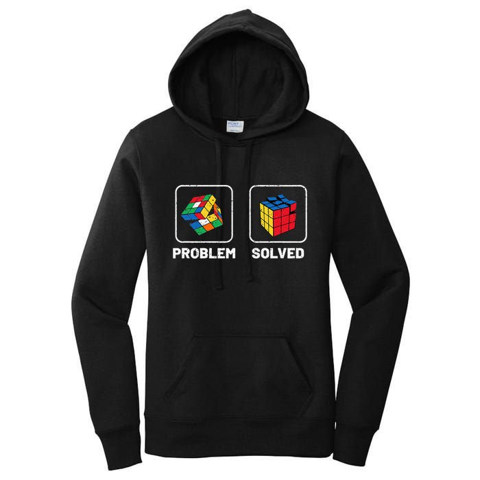 Competitive Puzzle Cube Problem Solved Speed Cubing  Women's Pullover Hoodie