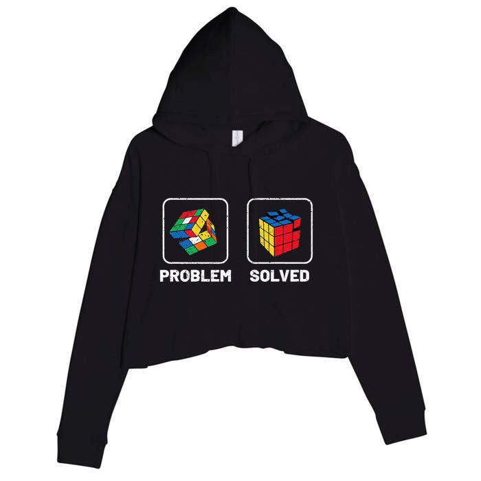 Competitive Puzzle Cube Problem Solved Speed Cubing  Crop Fleece Hoodie