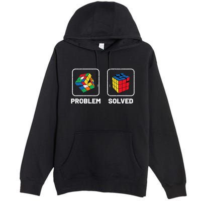 Competitive Puzzle Cube Problem Solved Speed Cubing  Premium Pullover Hoodie