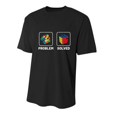 Competitive Puzzle Cube Problem Solved Speed Cubing  Youth Performance Sprint T-Shirt
