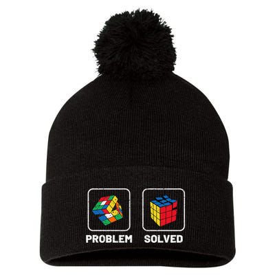 Competitive Puzzle Cube Problem Solved Speed Cubing  Pom Pom 12in Knit Beanie