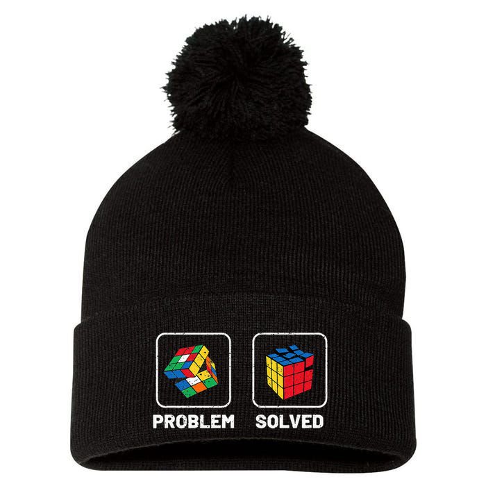 Competitive Puzzle Cube Problem Solved Speed Cubing  Pom Pom 12in Knit Beanie