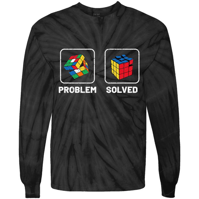 Competitive Puzzle Cube Problem Solved Speed Cubing  Tie-Dye Long Sleeve Shirt