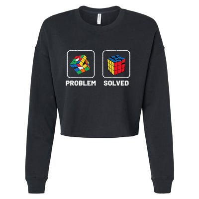 Competitive Puzzle Cube Problem Solved Speed Cubing  Cropped Pullover Crew
