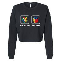 Competitive Puzzle Cube Problem Solved Speed Cubing  Cropped Pullover Crew