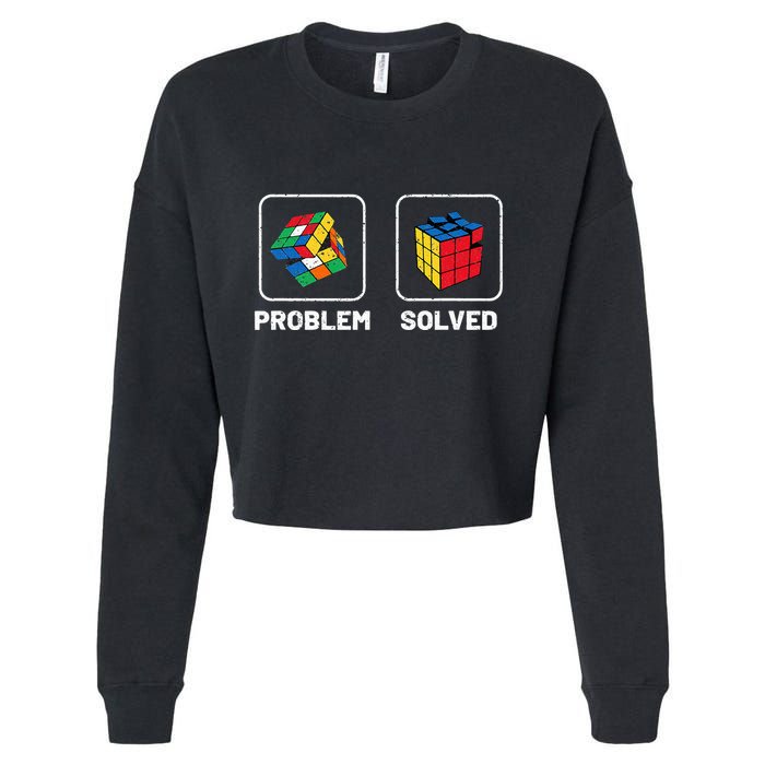 Competitive Puzzle Cube Problem Solved Speed Cubing  Cropped Pullover Crew