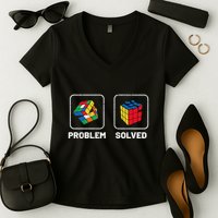 Competitive Puzzle Cube Problem Solved Speed Cubing  Women's V-Neck T-Shirt