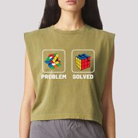 Competitive Puzzle Cube Problem Solved Speed Cubing  Garment-Dyed Women's Muscle Tee